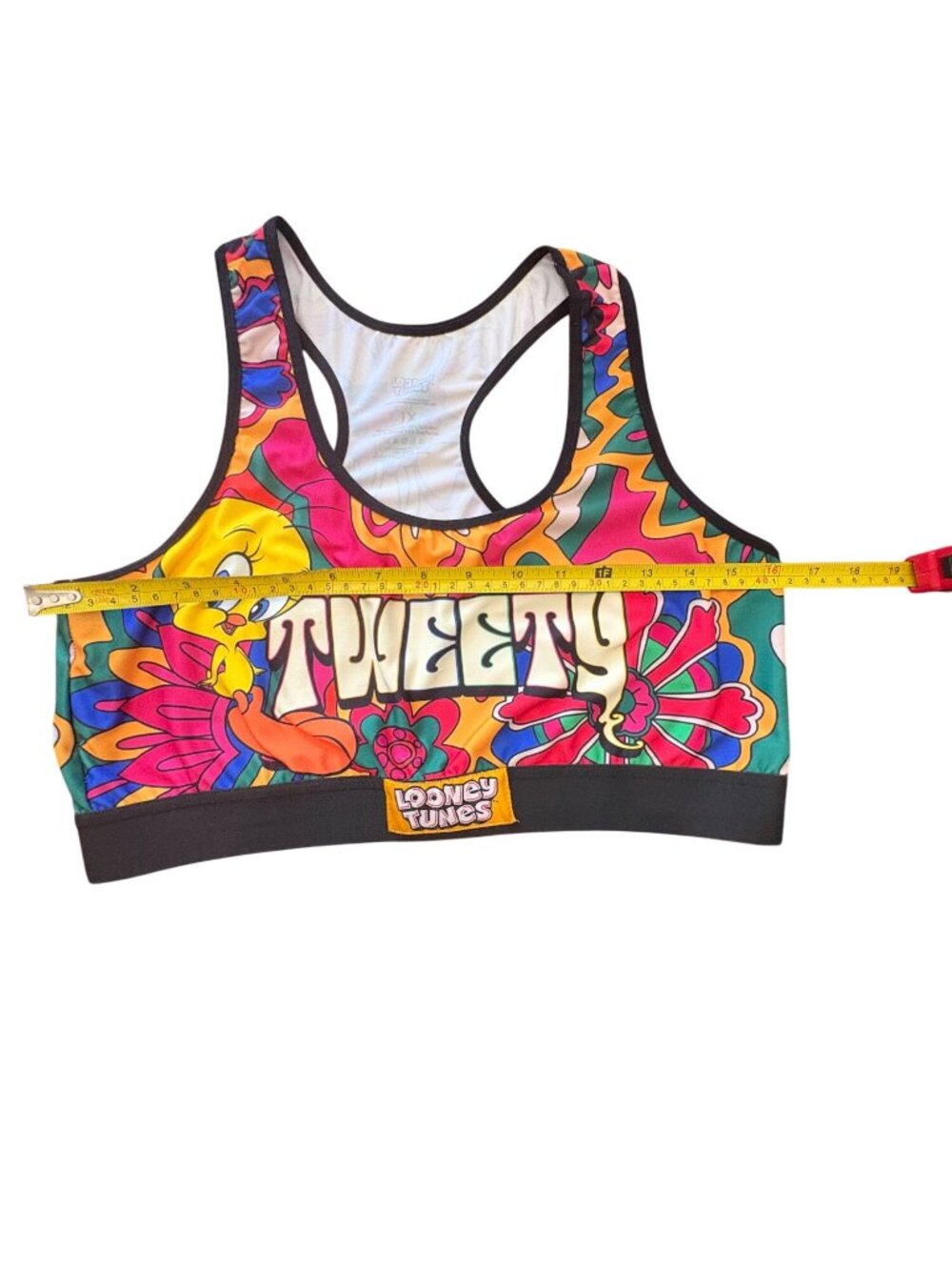Y2K Looney Tunes Tweety Psychedelic Multicolor Racerback Festival Sports Bra 1X - Picture 5 of 10